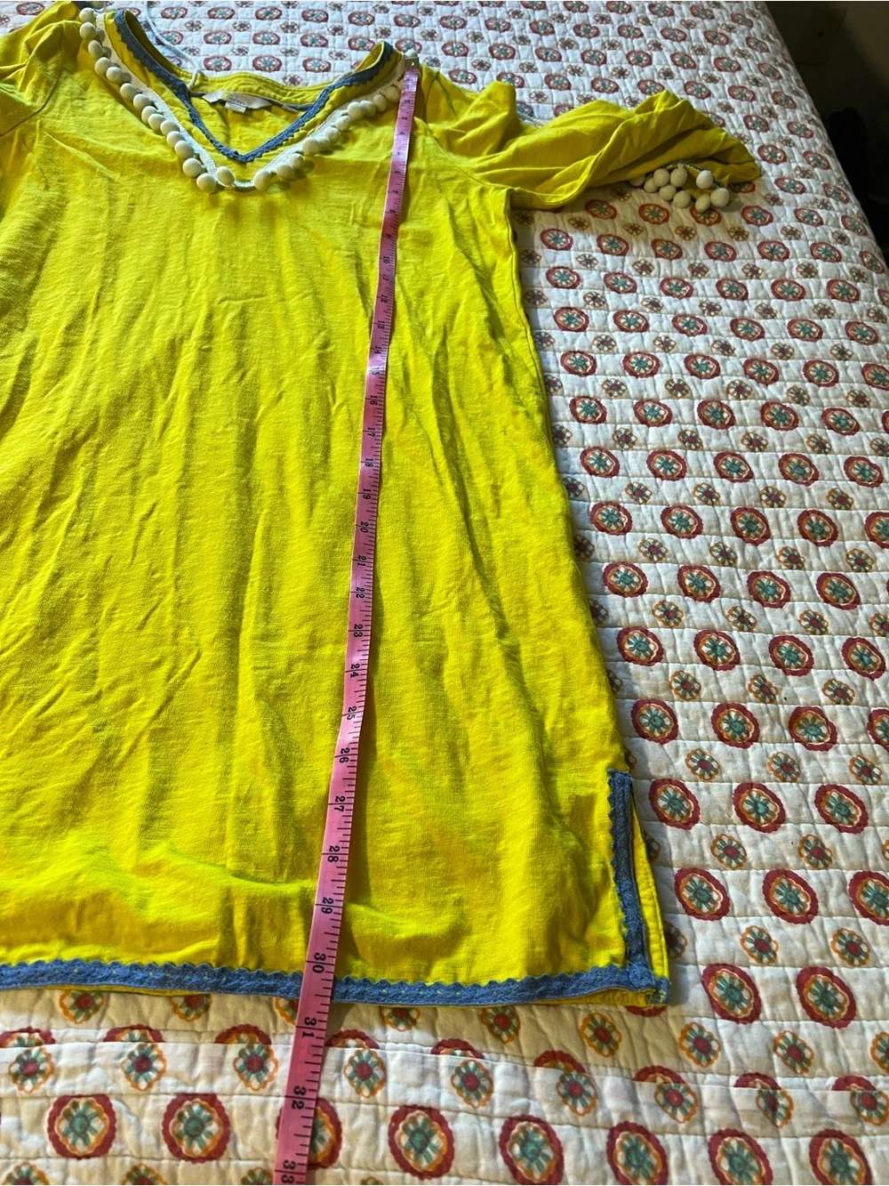 Boden Kasia Yellow Pom Swim Coverup Tunic Dress size 4 / small
